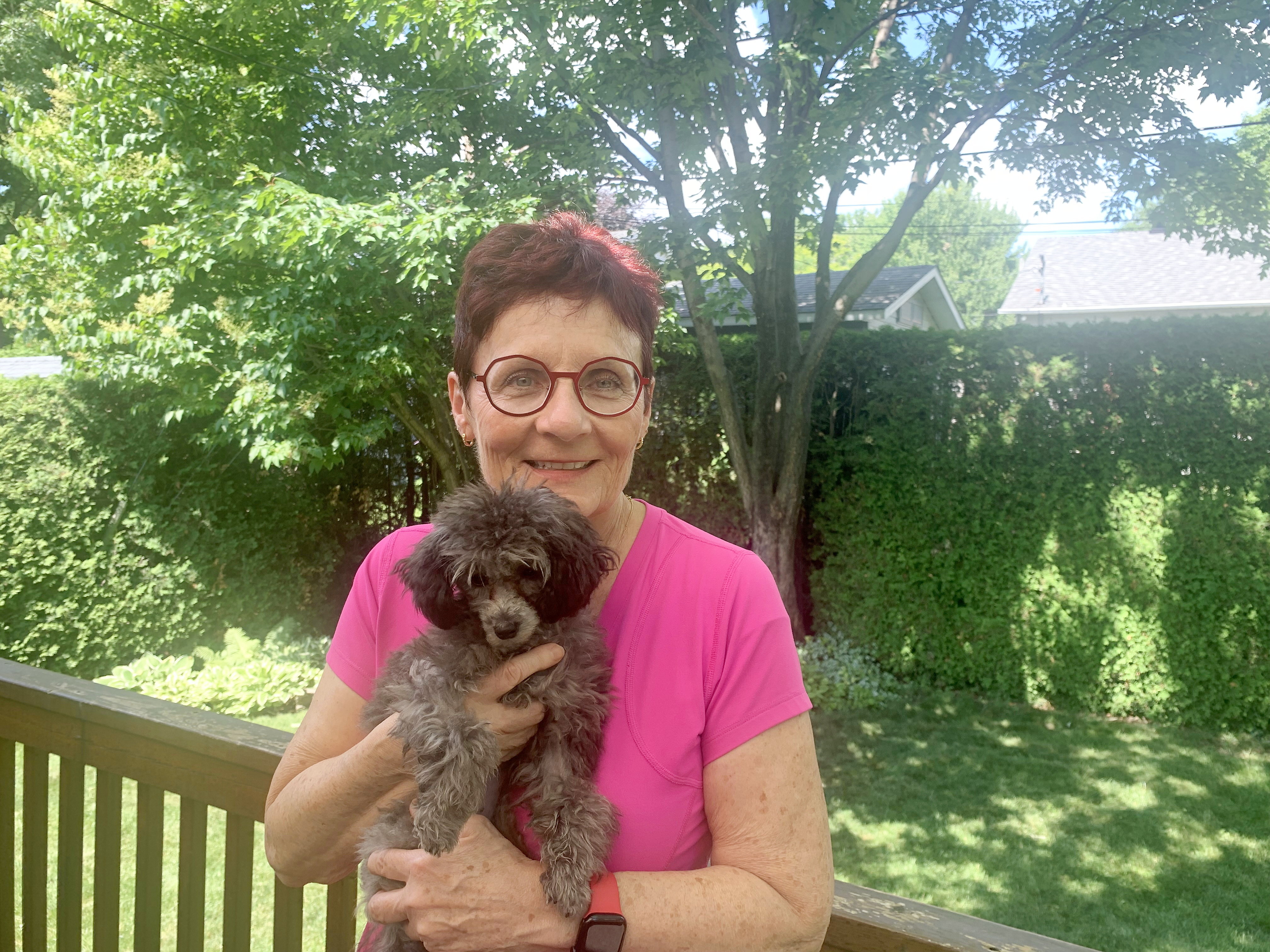 Marie-José Tôth. Marie-José Tôth and her dog, Fanny Bllom, on the terrace of her house in Mont-Saint-Hilaire on July 8, 2025.